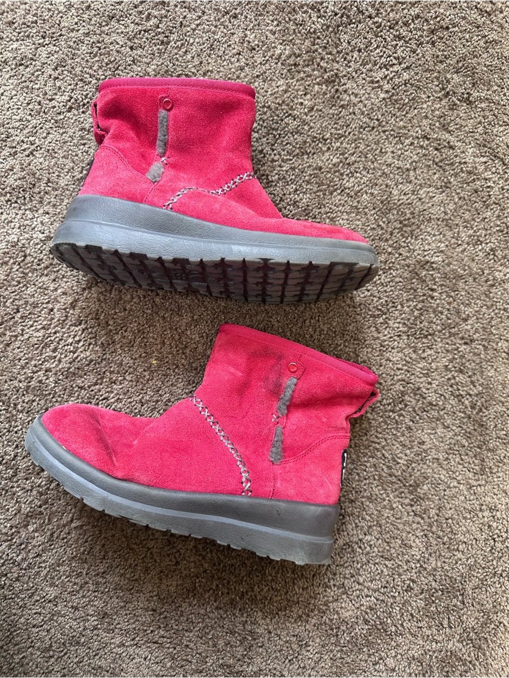 UGG Women’s Red Suede Ankle Boots- 5 - Picture 7 of 8